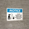 Notice: Please Disinfect Your Workstation with Icon Landscape - Wall Sign Notice: Please Disinfect Your Workstation with Icon Landscape - Wall Sign
