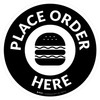 Place Order Here with Burger Black Circular - Floor Sign