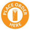 Place Order Here with Burrito Orange Circular - Floor Sign