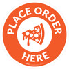 Place Order Here with Pizza Orange Circular - Floor Sign Place Order Here with Pizza Orange Circular - Floor Sign