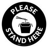 Please Stand Here with Noodles Black Circular - Floor Sign
