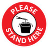 Please Stand Here with Noodles Red Circular - Floor Sign