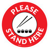 Please Stand Here with Sushi Red Circular - Floor Sign Please Stand Here with Sushi Red Circular - Floor Sign
