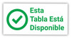 This Table is Available with Checkmark Spanish - Label This Table is Available with Checkmark Spanish - Label
