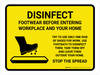 Disinfect Footwear Before Entering with Icon Yellow Landscape - Wall Sign