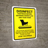 Disinfect Footwear Before Entering with Icon Yellow Portrait - Wall Sign Disinfect Footwear Before Entering with Icon Yellow Portrait - Wall Sign