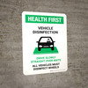 Health First Vehicle Disinfection with Icon Portrait - Wall Sign