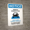 Notice Vehicle Disinfection with Icon Portrait - Wall Sign Notice Vehicle Disinfection with Icon Portrait - Wall Sign