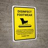 Disinfect Footwear with Icon Yellow Portrait - Wall Sign