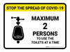 Stop The Spread COVID-19 Max 2 Persons To Use Toilets with Icon Landscape - Wall Sign Stop The Spread COVID-19 Max 2 Persons To Use Toilets with Icon Landscape - Wall Sign