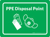 PPE Disposal Point with Icons Green Landscape - Wall Sign