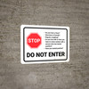 Stop Do Not Enter COVID-19 Screening Questions With Icon Landscape - Wall Sign Stop Do Not Enter COVID-19 Screening Questions With Icon Landscape - Wall Sign
