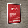 Stop Do Not Enter COVID-19 Screening Questions With Icon Red Portrait - Wall Sign Stop Do Not Enter COVID-19 Screening Questions With Icon Red Portrait - Wall Sign