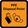 PPE Disposal Point with Icons Orange Square - Floor Sign