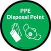 PPE Disposal Point with Icons Green Circular - Floor Sign PPE Disposal Point with Icons Green Circular - Floor Sign