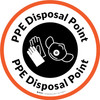 PPE Disposal Point with Icons Orange Border Circular - Floor Sign