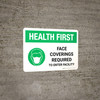 Health First: Face Coverings Required with Icon Landscape - Wall Sign