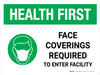 Health First: Face Coverings Required with Icon Landscape - Wall Sign