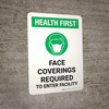 Health First: Face Coverings Required with Icon Portrait - Wall Sign
