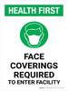 Health First: Face Coverings Required with Icon Portrait - Wall Sign