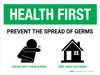 Health First: Prevent the Spread of Germs with Icons Landscape - Wall Sign