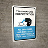 Temperature Check Station Employees And Guests with Icon Portrait - Wall Sign