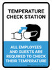 Temperature Check Station Employees And Guests with Icon Portrait - Wall Sign