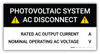 Photovoltaic System AC Disconnect with Hazard Icons - Arc Flash Label