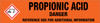 Propionic Acid [CAS# 79-09-4] - GHS Pipe Marking Label