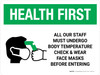 Health First: All Staff Must Undergo Temperature Check with Icon Landscape - Wall Sign