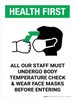 Health First: All Staff Must Undergo Temperature Check with Icon Portrait - Wall Sign