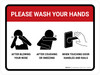 Please Wash Your Hands with Icons Landscape - Wall Sign