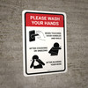 Please Wash Your Hands with Icons Portrait - Wall Sign