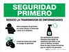 Safety First Reduce La Transmision De Enfermedades Spanish with Icons Landscape - Wall Sign