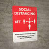 Social Distancing 6Ft with Icon Red Portrait - Wall Sign