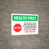 Health First Stop If You Are Sick Avoid Entering with Icon Landscape - Wall Sign