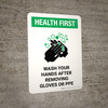 Health First Wash Your Hands After Removing PPE with Icon Portrait - Wall Sign Health First Wash Your Hands After Removing PPE with Icon Portrait - Wall Sign