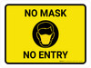 No Mask No Entry with Icon Landscape - Wall Sign