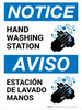 Notice Hand Washing Station Blingual with Icon Portrait - Wall Sign