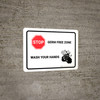 Stop Germ Free Zone Wash Your Hands with Icons Landscape - Wall Sign