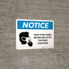 Notice Wash Hands Before & After Touching Mask with Icon Landscape - Wall Sign