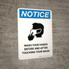 Notice Wash Hands Before & After Touching Mask with Icon Portrait - Wall Sign