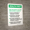 Health First: Employees & Guests Precautions Portrait - Wall Sign