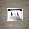 Maintain Social Distancing Wear Face Covering While Seated with Icon Landscape - Wall Sign