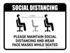 Maintain Social Distancing Wear Face Masks While Seated with Icon Landscape - Wall Sign