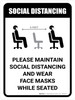 Maintain Social Distancing Wear Face Masks While Seated with Icon Portrait - Wall Sign