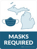 Masks Required - Michigan State Outline Portrait - Wall Sign