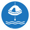 Lower Liferaft into Water Mandatory - ISO Floor Sign Lower Liferaft into Water Mandatory - ISO Floor Sign