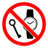 No Metallic Articles or Watches Prohibition - ISO Floor Sign