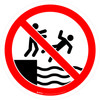No Pushing Into Water Prohibition - ISO Floor Sign No Pushing Into Water Prohibition - ISO Floor Sign